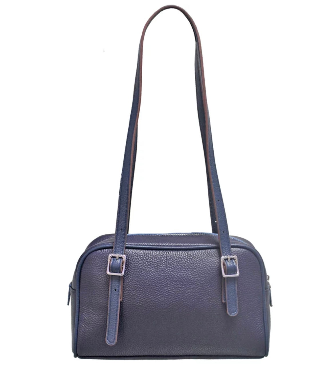 Leather Shoulder Bag in Navy