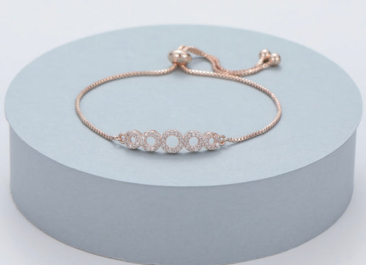 Rose Gold Circles Diamante Drawstring Bracelet