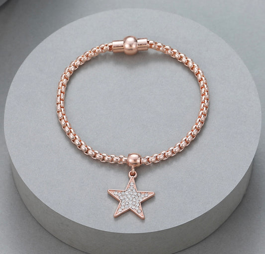 Rose Gold Diamante Star Bracelet