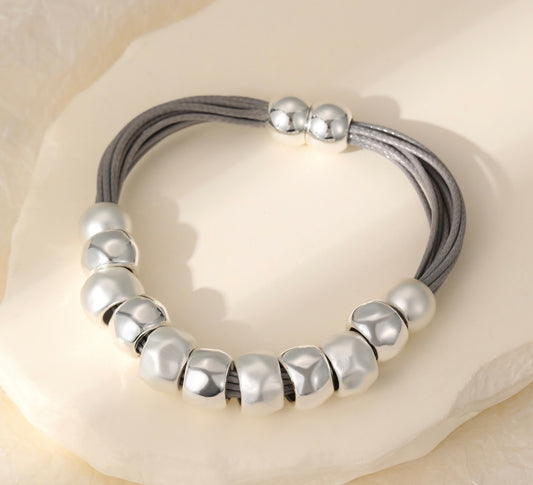 Chunky Silver Bracelet with Magnetic Clasp