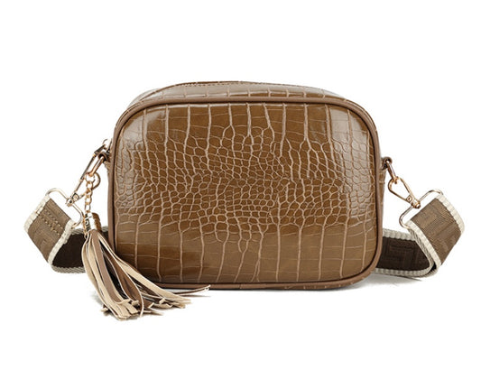 Camera Bag in Brown  Faux Croc
